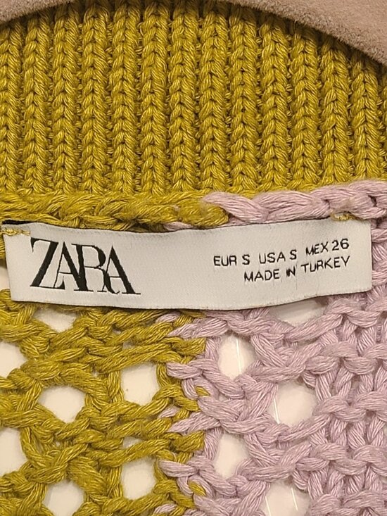 Zara Womens Top Crochet Polo Short Sleeve Sweater Size SM Oversized - Picture 7 of 10